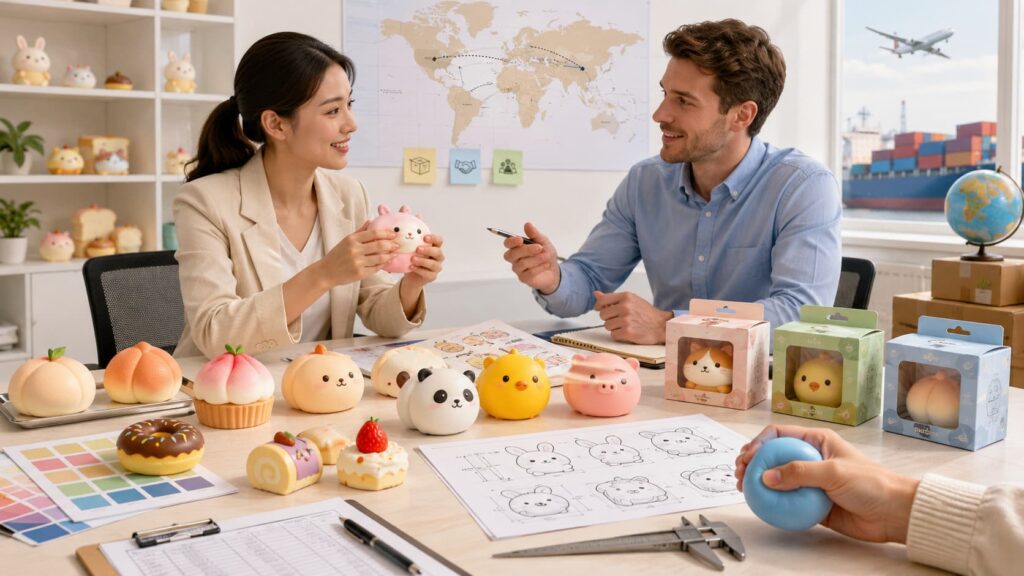 Custom squishy toy wholesale consultation with product samples