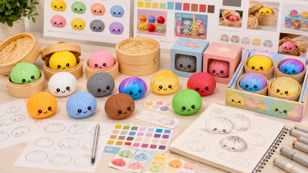 Wholesale squishy toys for party favors in assorted animal food and sensory toy shapes