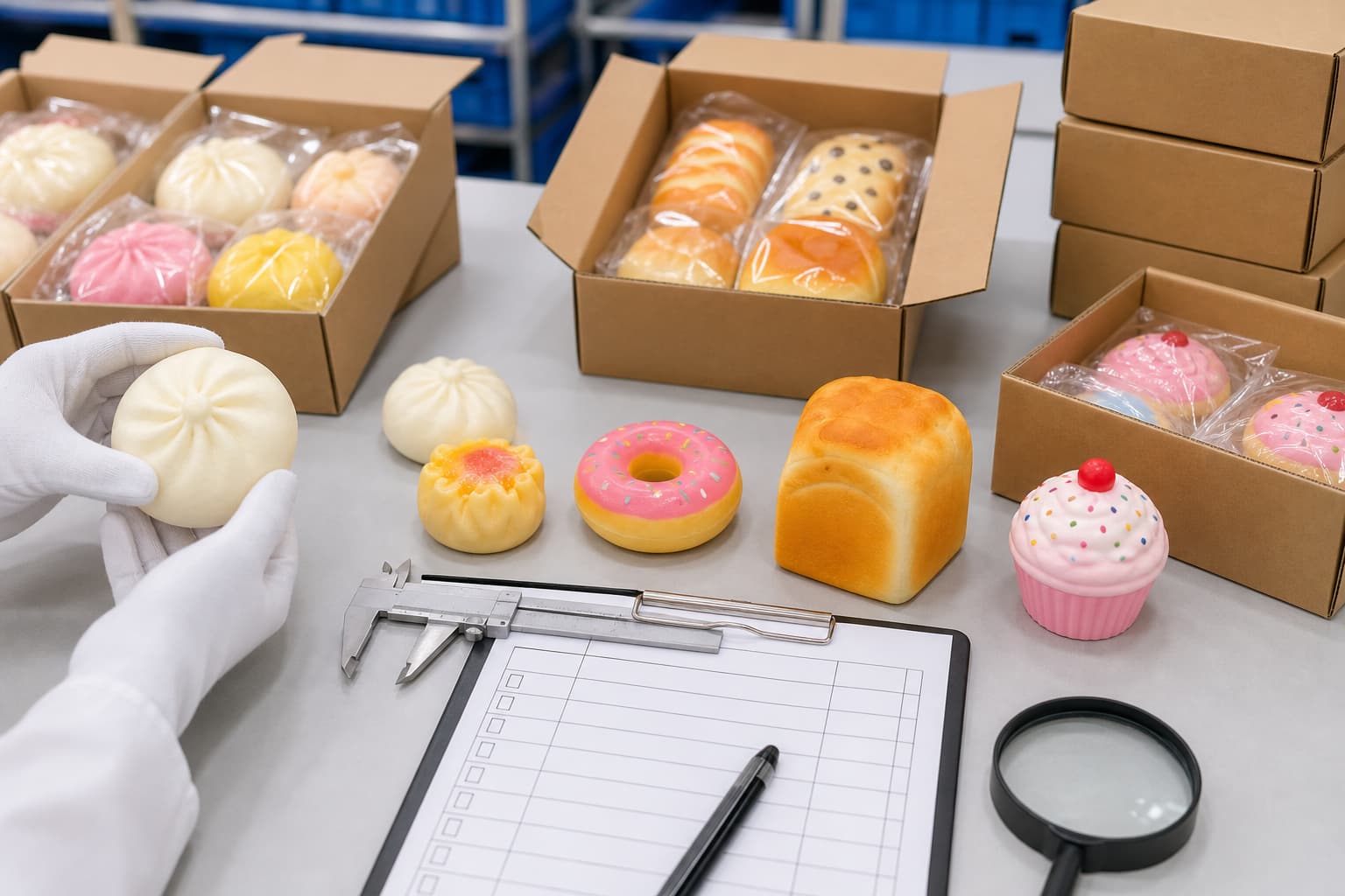 Food squishy toys wholesale assortment with buns, dumplings, donuts, cupcakes, bread, and ice cream
