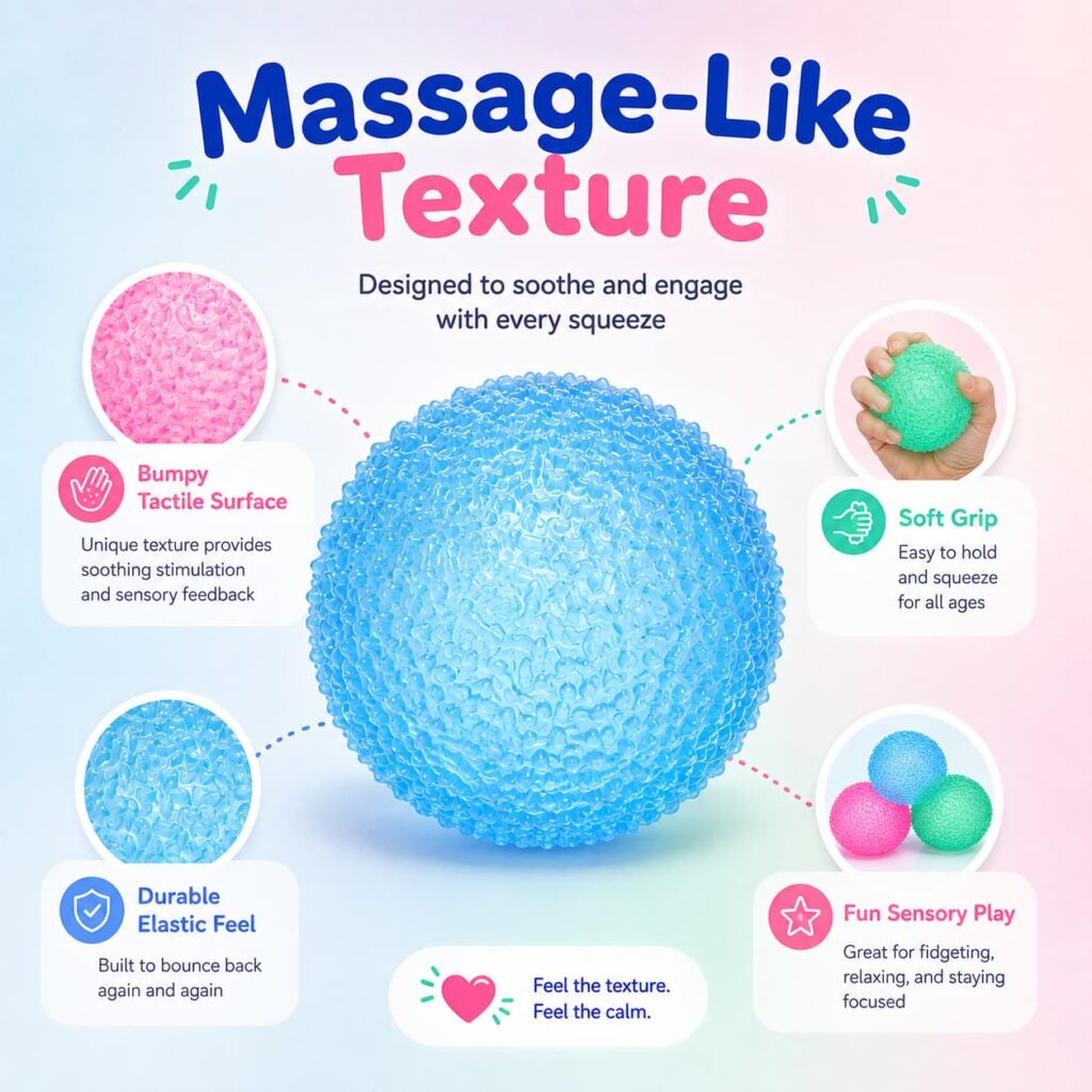 Textured Sensory Stress Ball – Soft Squeeze Fidget Toy for Stress Relief