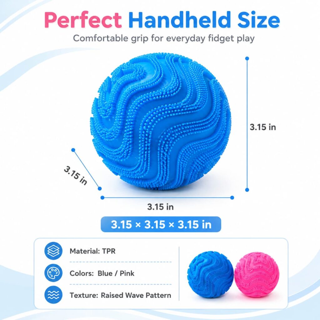 Textured Sensory Stress Ball – Stretchable Squeeze Fidget Ball for Stress Relief & Relaxation