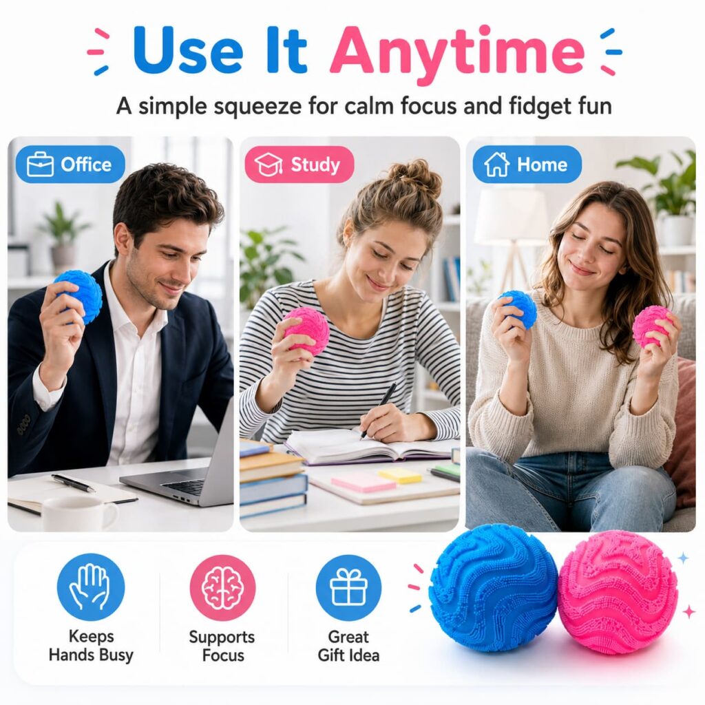 Textured Sensory Stress Ball – Stretchable Squeeze Fidget Ball for Stress Relief & Relaxation