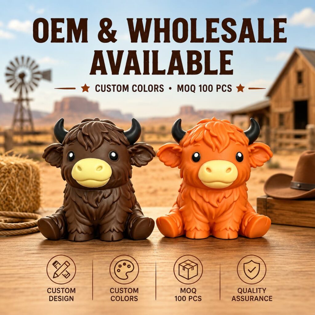 Highland cow squishy toy OEM wholesale custom colors MOQ 100 pcs