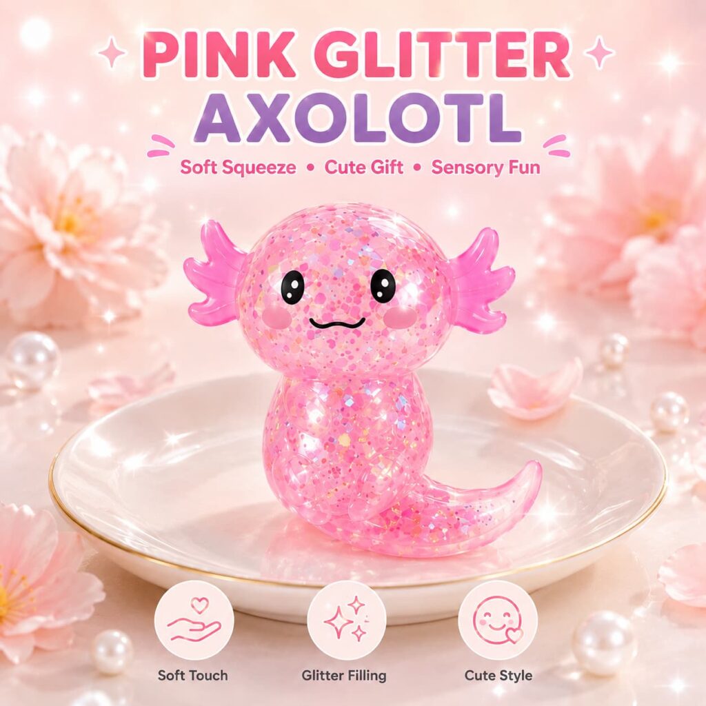 Glitter Axolotl Squishy Toy