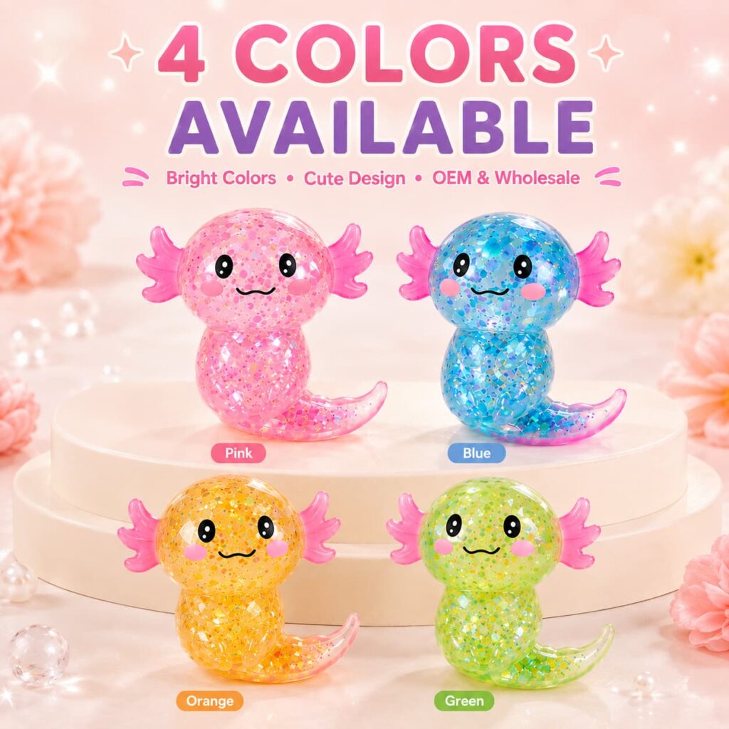 Glitter Axolotl Squishy Toy