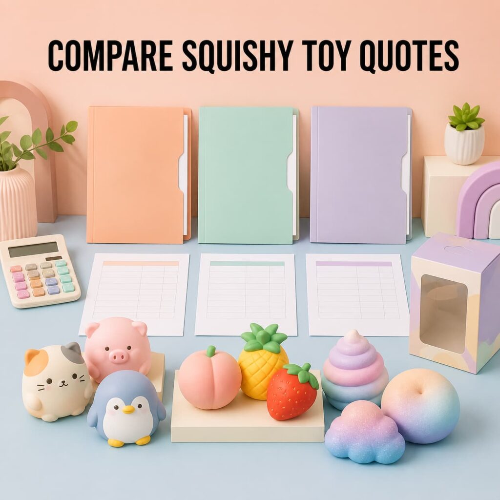 Compare custom squishy toy quotations with product samples and supplier comparison sheets