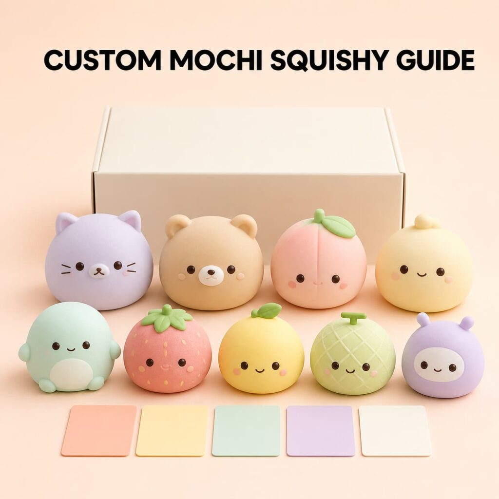 Custom mochi squishy toys wholesale buyer guide with pastel animal and fruit samples