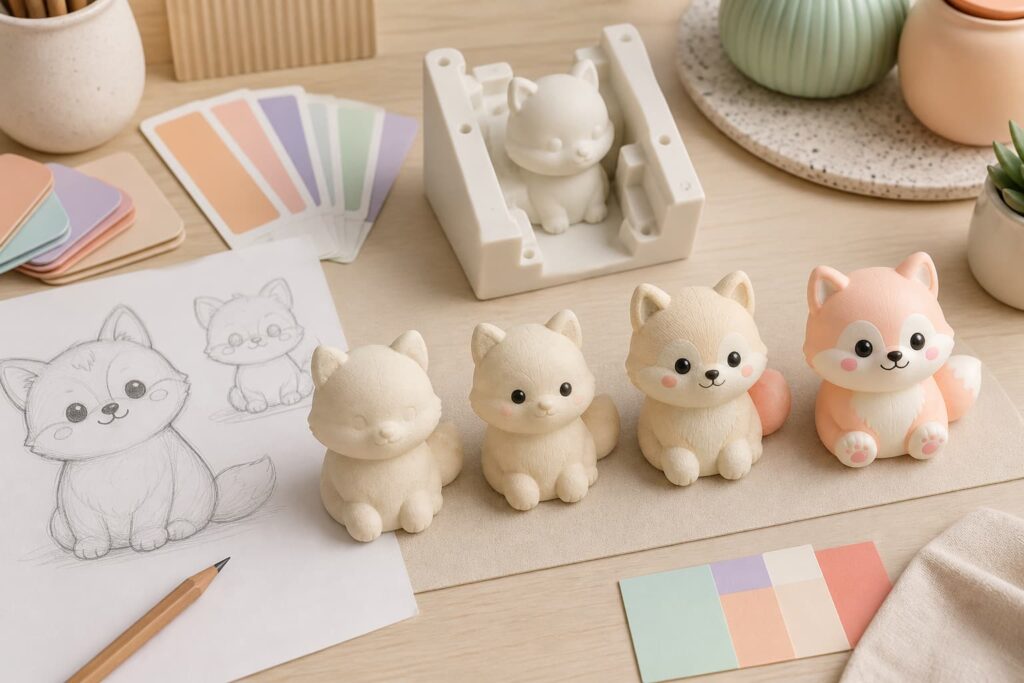 Custom squishy toy design and sampling process from sketch to finished prototype