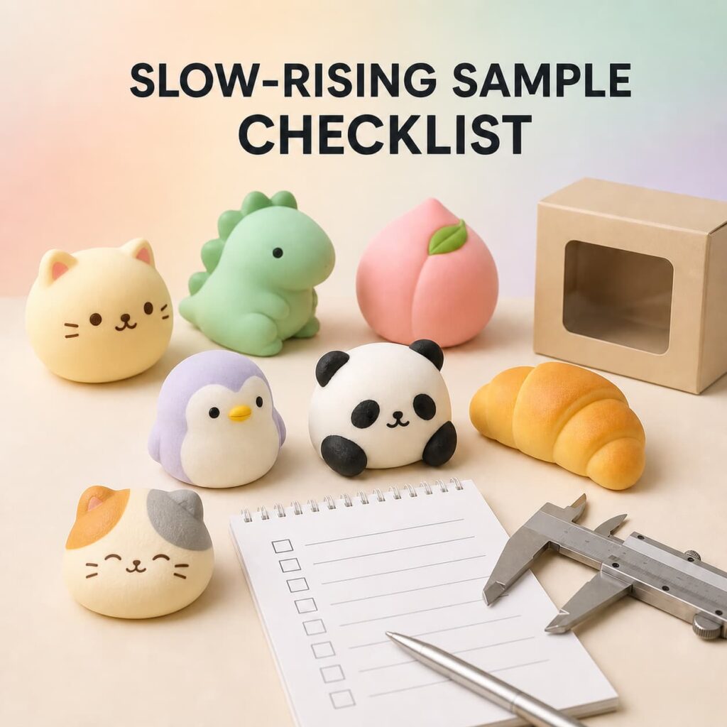 Custom squishy toy logo print durability inspection with pastel samples