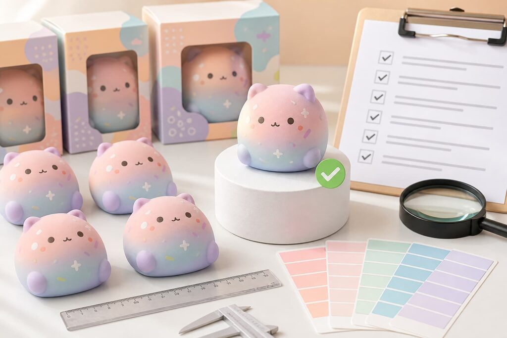 Squishy toy logo artwork color selection placement mockups and packaging design
