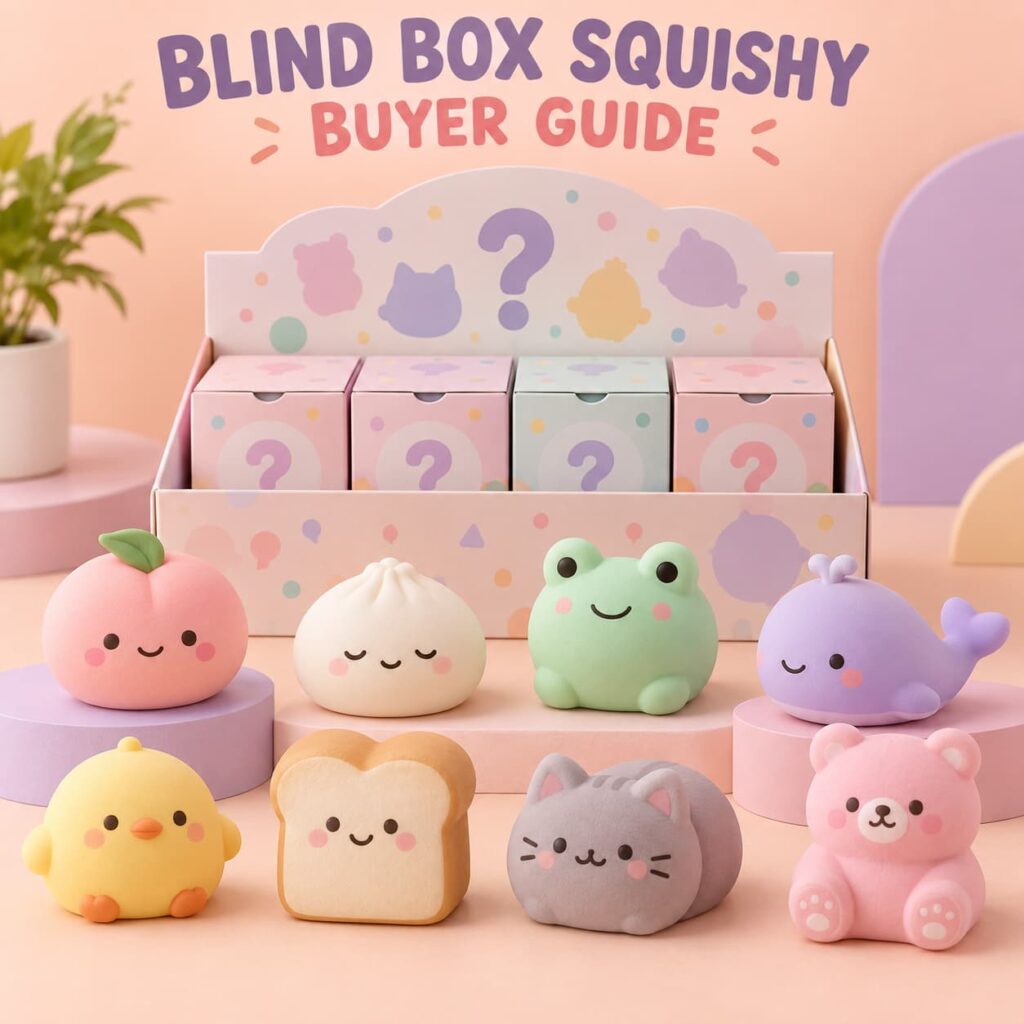 Custom squishy blind box wholesale collection with eight original mochi toy characters