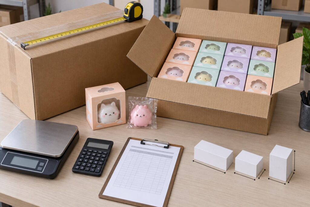 Wholesale squishy toy case pack hierarchy from individual bags and display box to inner and master cartons