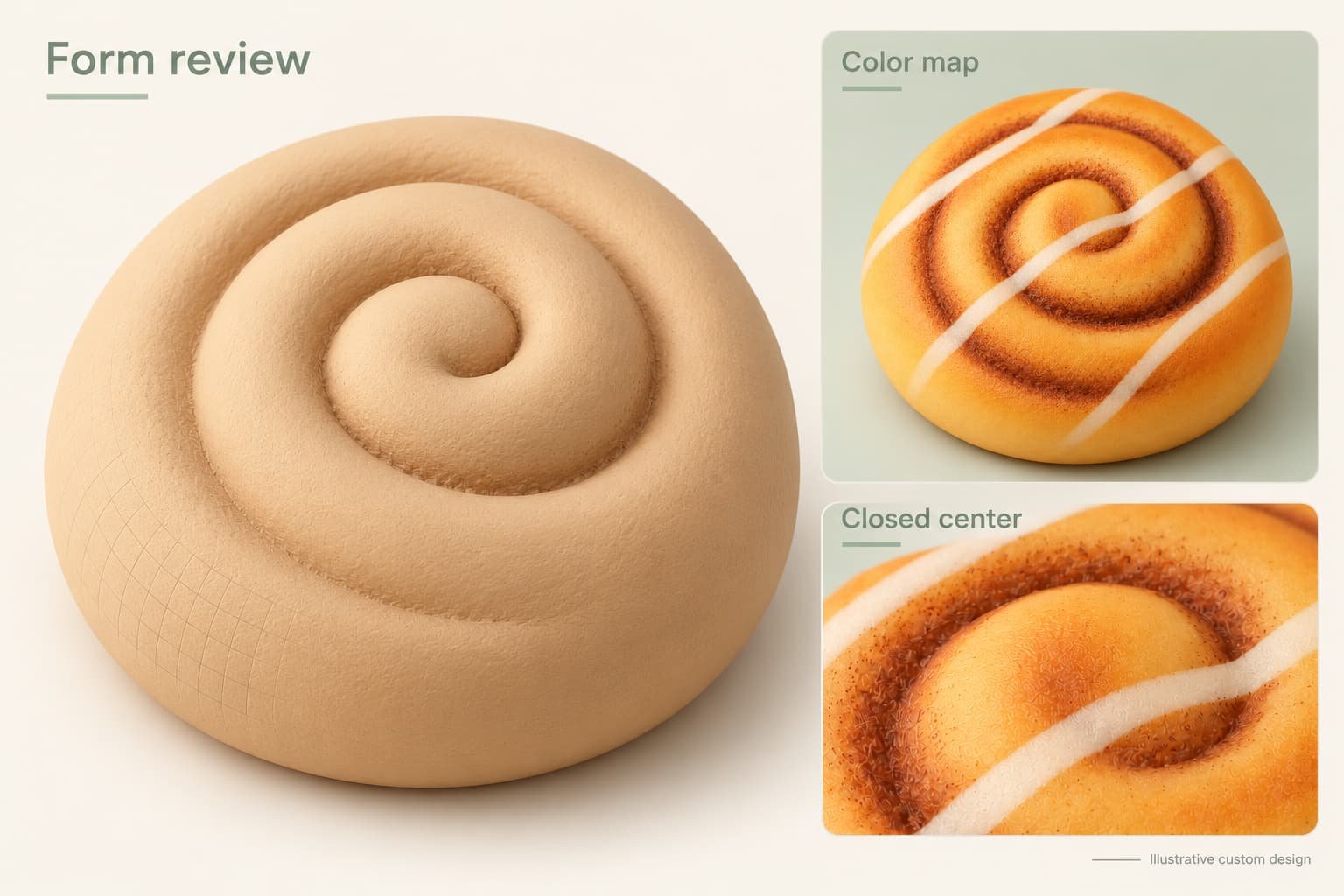 Custom PU Cinnamon Roll Squishy Design: Spiral, Paint Map and Sampling ...