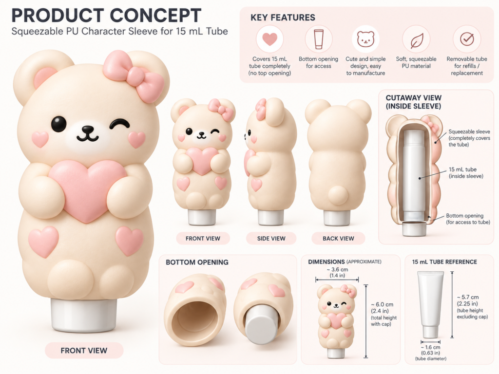 - **替代文本：** Custom squishy toy logo artwork guide with realistic foam ball, heart, star and van samples - **标题：** Custom Squishy Toy Logo Artwork Guide